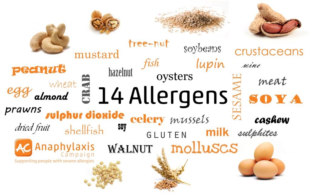 14 major food allergies